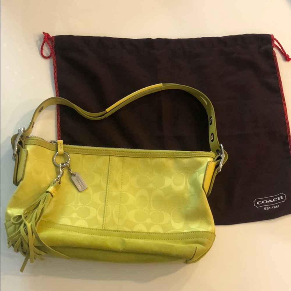 Authentic vintage lime green coach purse